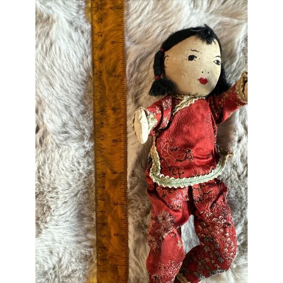 VINTAGE JAPANESE ALL CLOTH DOLL silk clothes claw like hands 8” Collectible - Picture 5 of 5